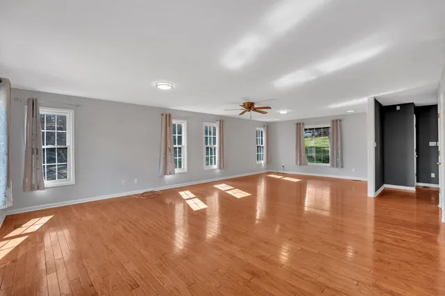 an empty room with windows