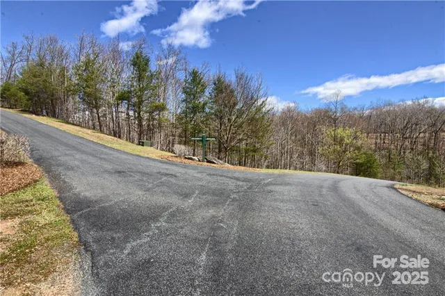 a view of a road with a yard