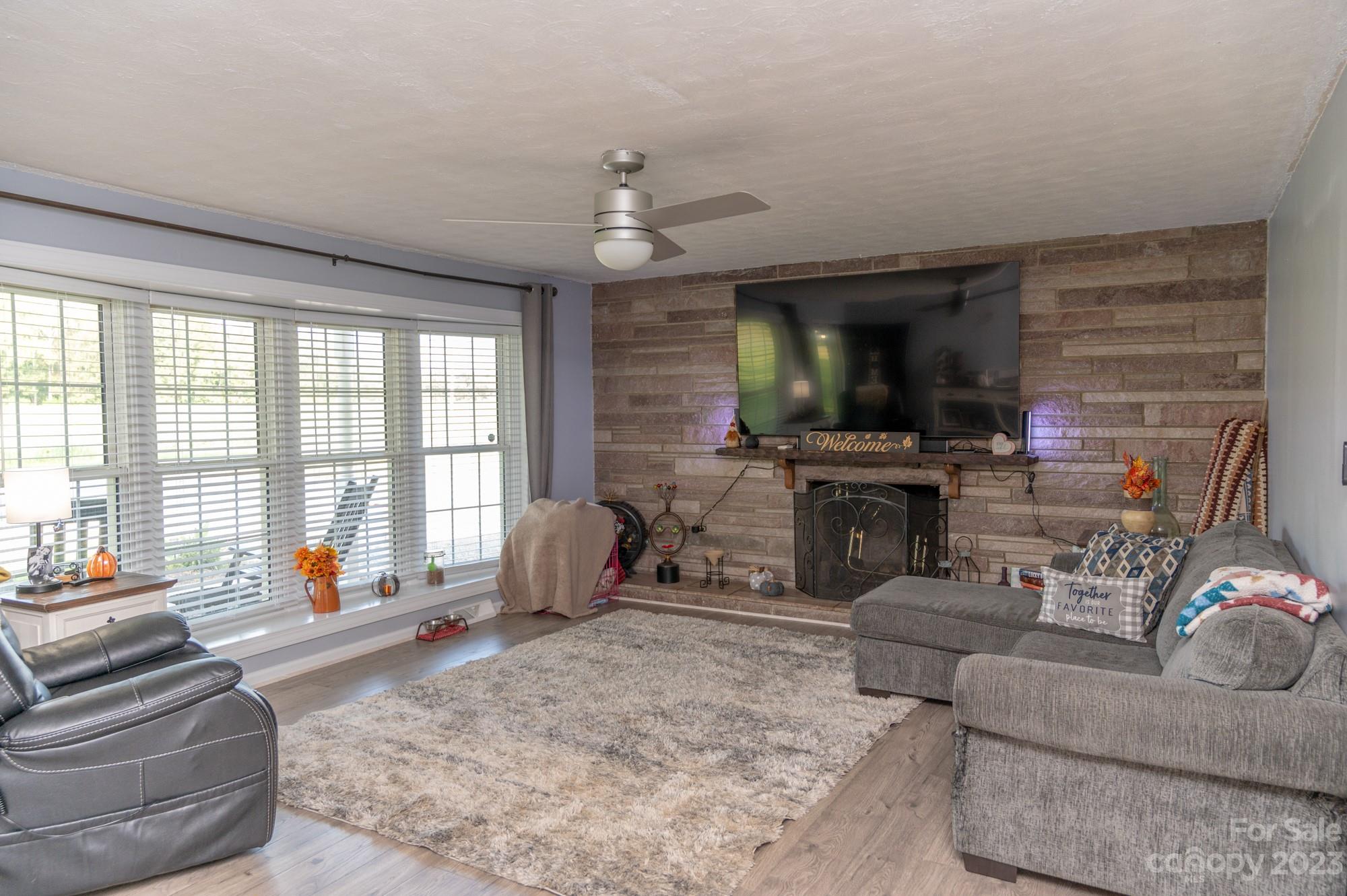 6600 Barrier Store Road Mount Pleasant, NC 28124 - Photo 7 of 21 a living room with furniture a flat screen tv and a fireplace