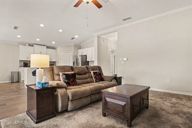 a living room with furniture