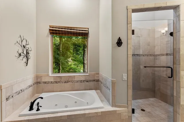 a bathroom with a bathtub
