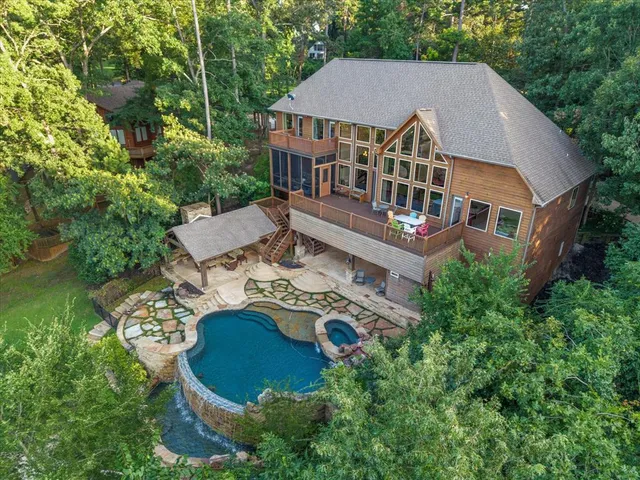 an aerial view of a house