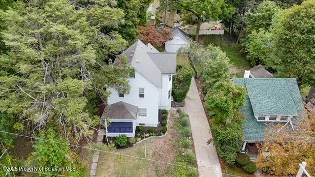 an aerial view of a house