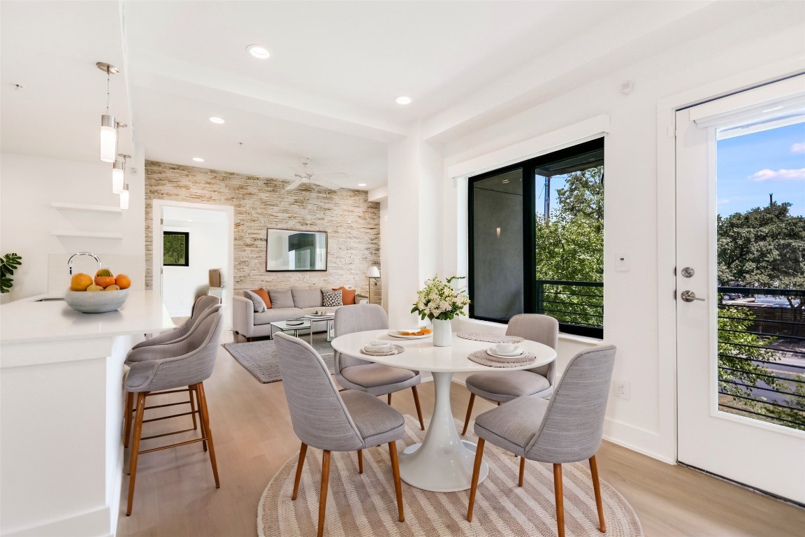 1603 Enfield Road, Unit 200 Austin, TX 78703 - Photo 12 of 26 Virtually Staged Dining/Living