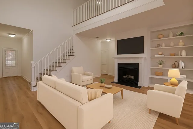 a kitchen with granite countertop wooden cabinets a refrigerator and a sink