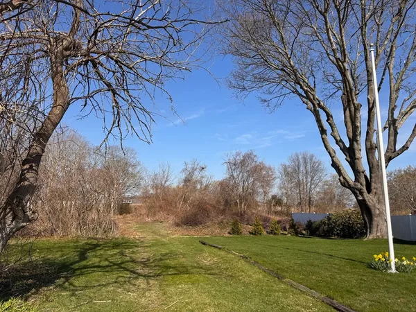 a backyard of a house with lots of green space