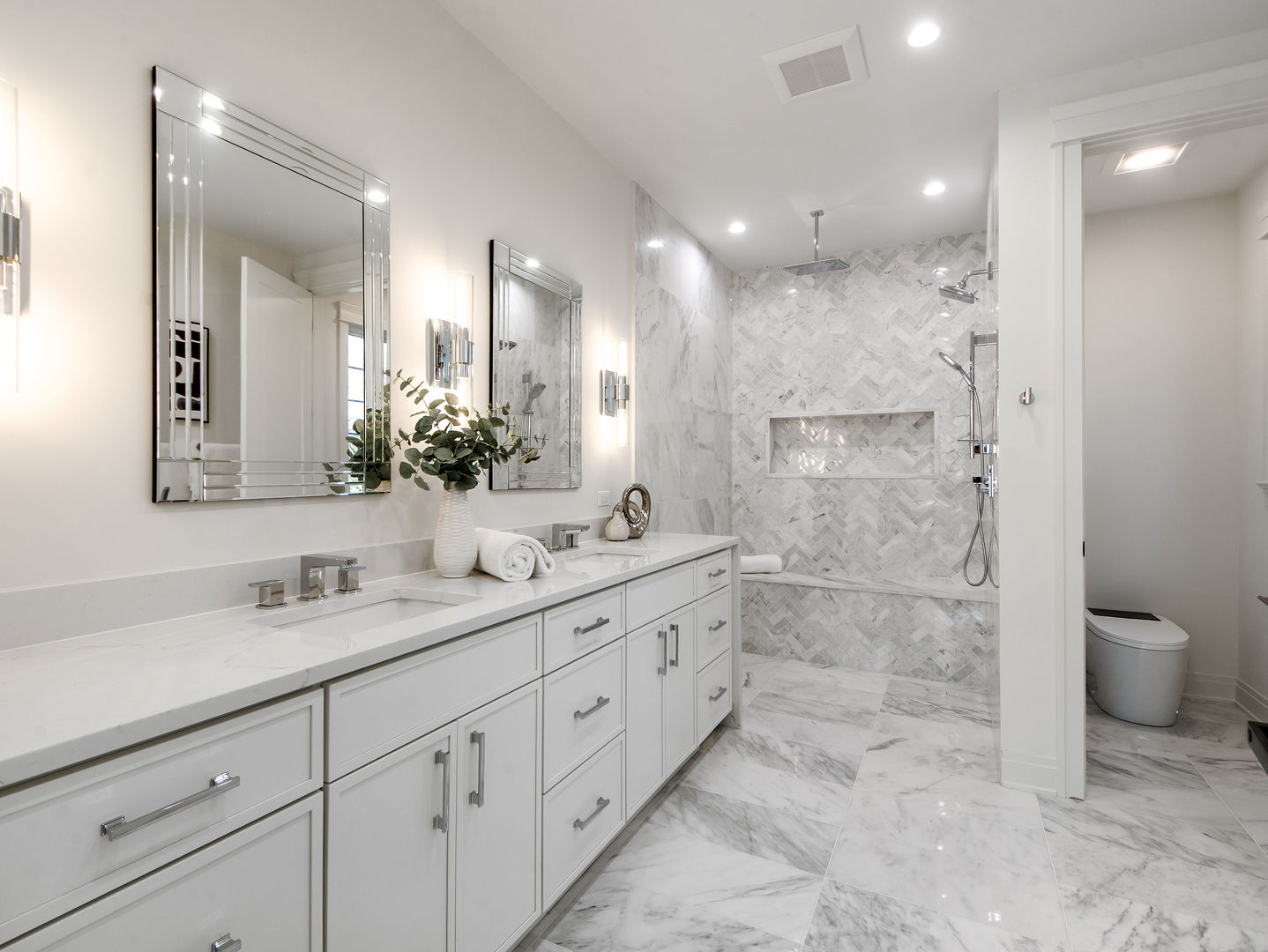 1 Morrison Road Northbrook, IL 60062 - Photo 21 of 58 a bathroom with a double vanity sink toilet and shower
