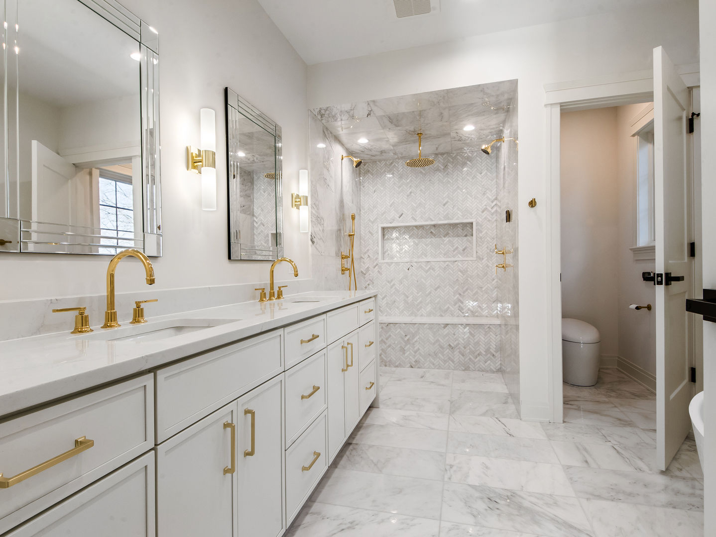 1 Morrison Road Northbrook, IL 60062 - Photo 26 of 58 a spacious bathroom with a granite countertop sink mirror and shower