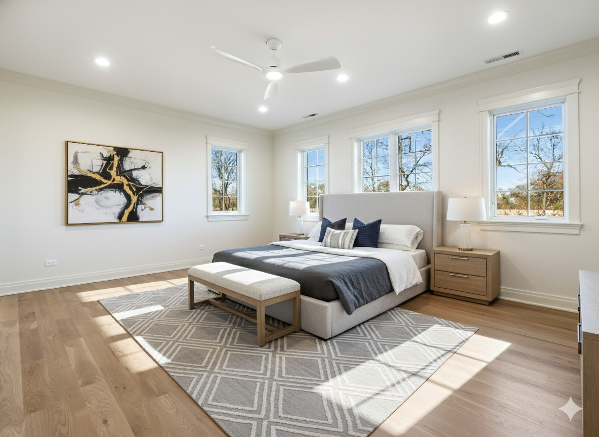 1 Morrison Road Northbrook, IL 60062 - Photo 32 of 58 a bedroom with a bed and a painting on the wall