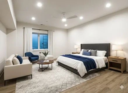 a view of a swimming pool with a house in the background