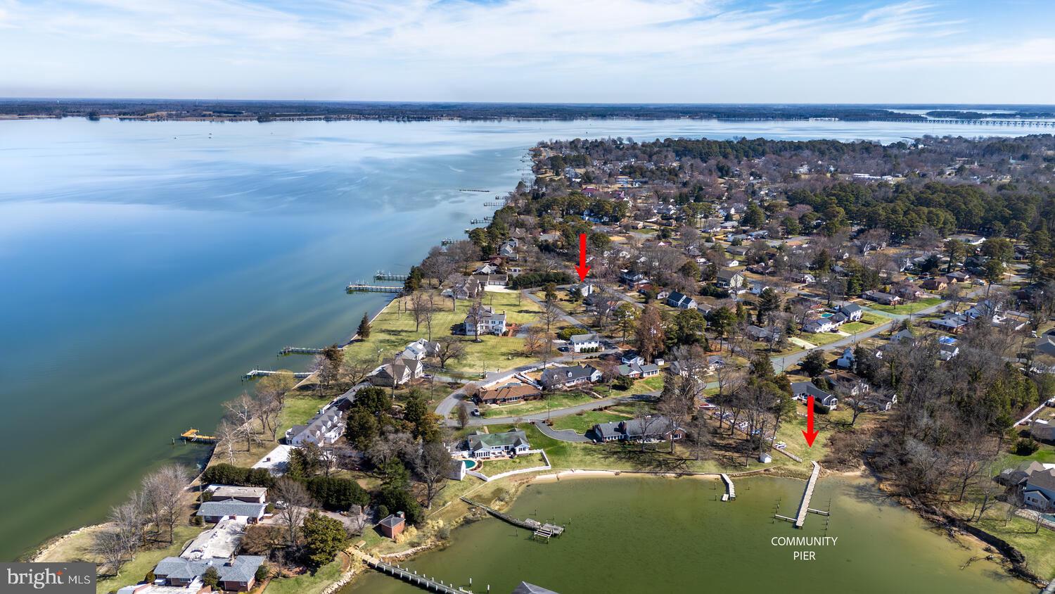 7 Hatsawap Road Cambridge, MD 21613 - Photo 46 of 62 Aerial view of house to community pier