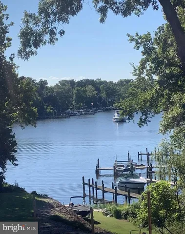 a view of a lake with houses