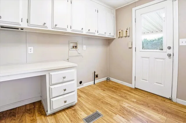 a view of a park and trees