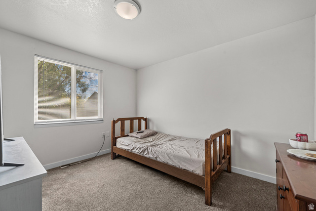 564 Swenson Avenue Springville, UT 84663 - Photo 14 of 26 Neutral wall color, carpet flooring, window with blinds, and ceiling-mounted light fixture