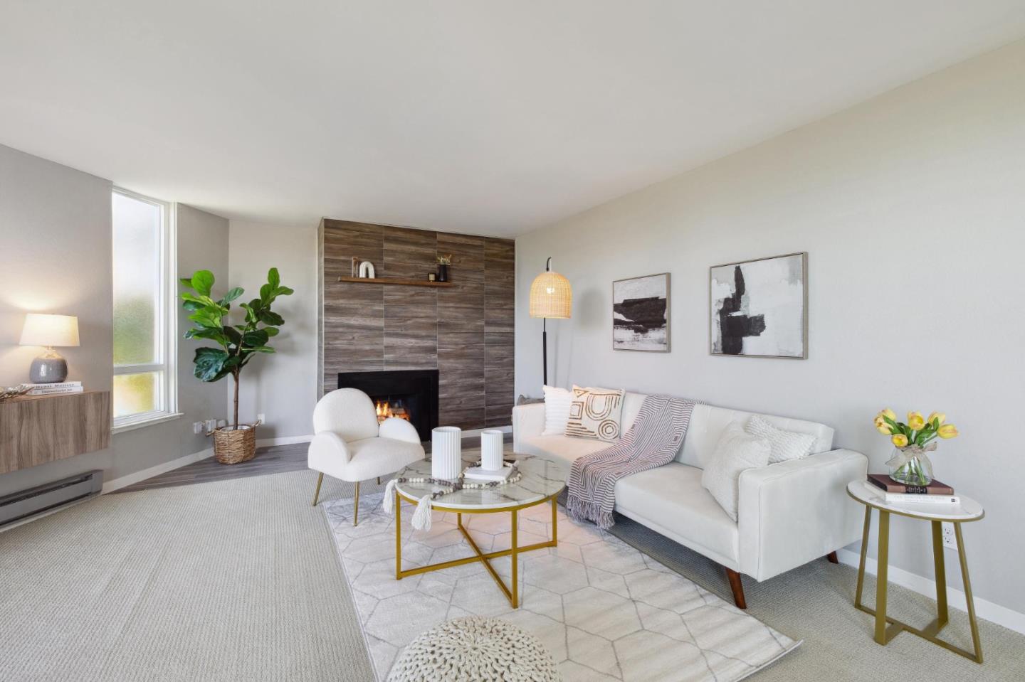 360 Vallejo Drive, Unit 98 Millbrae, CA 94030 - Photo 2 of 32 a living room with furniture and a fireplace
