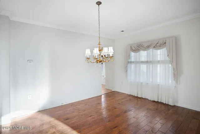 a view of a chandelier in a room
