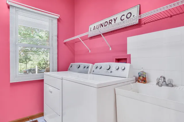 a utility room with a washer and dryer