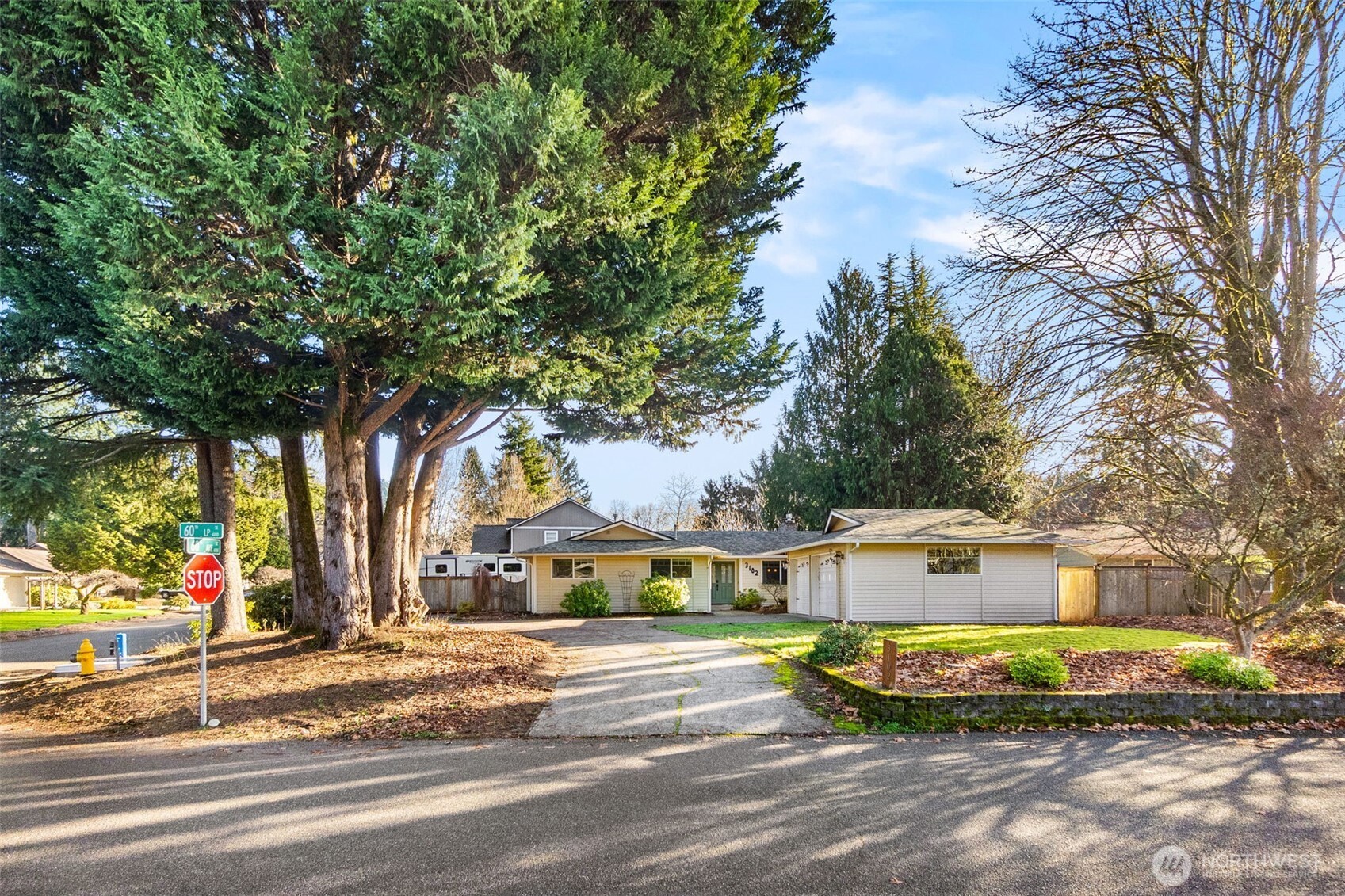 3102 60th Loop Southeast Olympia, WA 98501 - Photo 2 of 40 a view of a white house with a large tree and plants