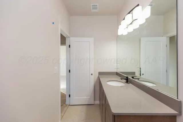 a bathroom with a sink a mirror and shower