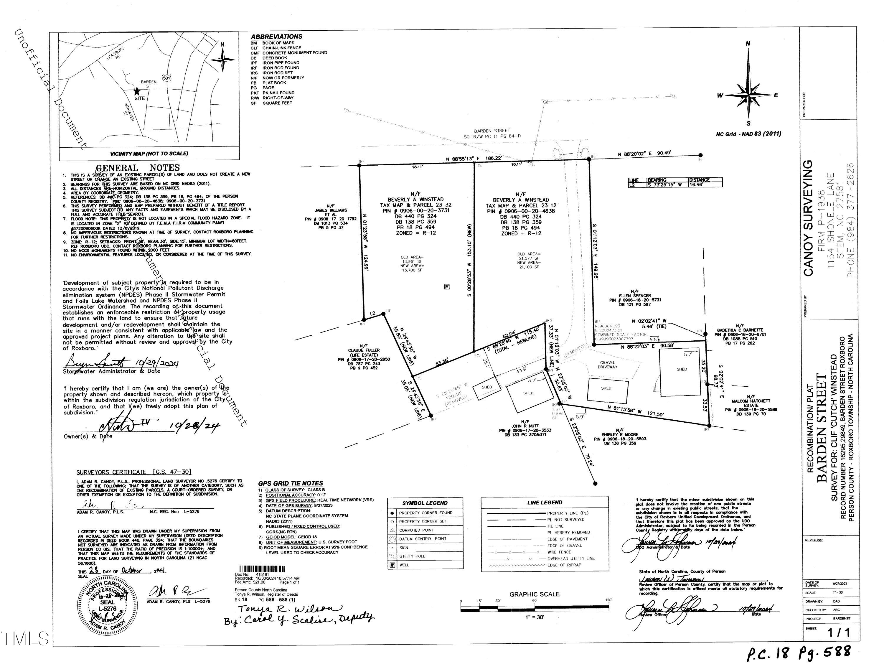 0 West Barden Street Roxboro, NC 27573 - Photo 6 of 6 Cabinet_Bk18_Pg588