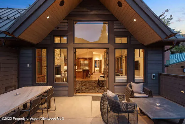 a outdoor space with furniture