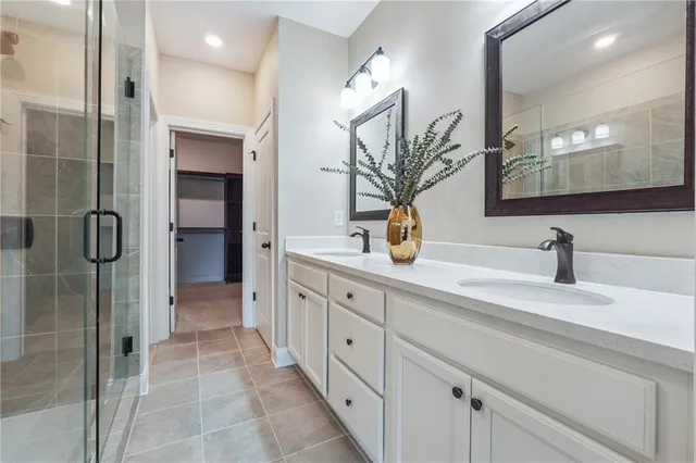 a bathroom with a shower