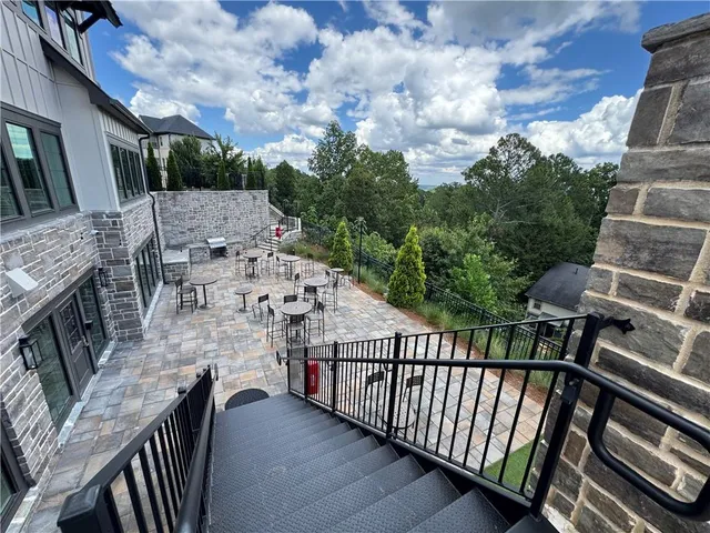 a view of a street with a building