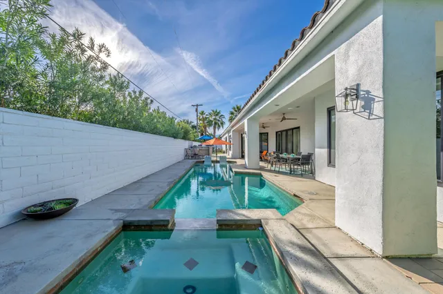 a view of an outdoor space and seating area