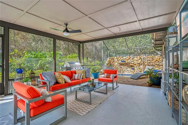 a view of a backyard with a garden