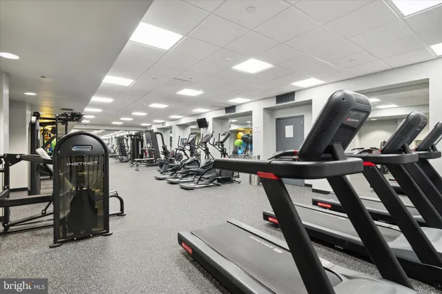 a view of a room with gym equipment