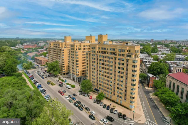 a view of a city with tall buildings