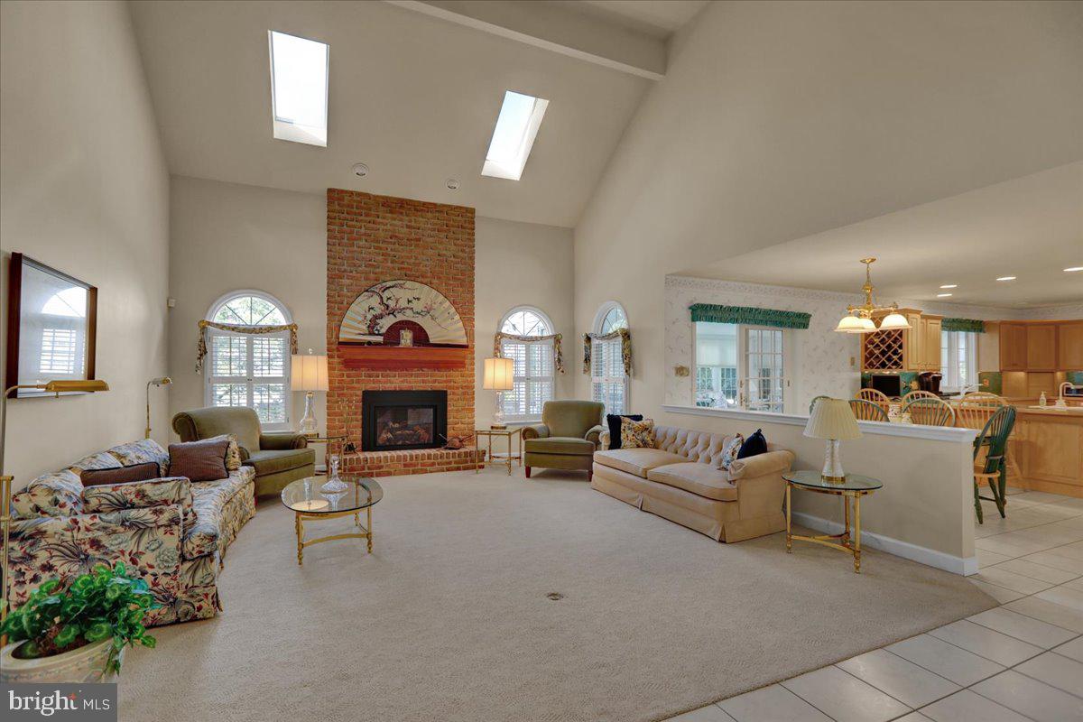 124 Pennsylvania Avenue Sinking Spring, PA 19608 - Photo 5 of 59 Great Room with skylights and Brick fireplace