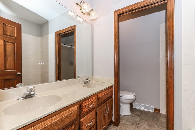 102 Wilcox Drive Bartlett, IL 60103 - Photo 21 of 30 a bathroom with a sink a toilet and a mirror