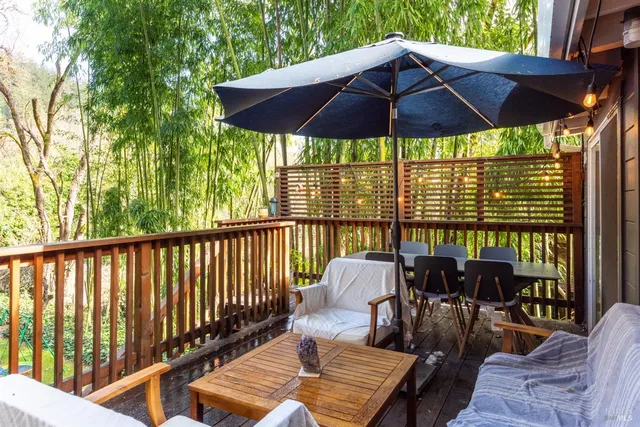 a view of balcony with patio