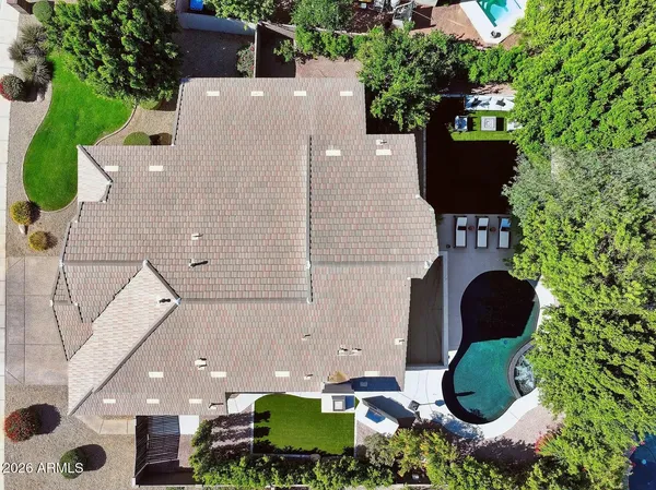 a front view of a building with street view