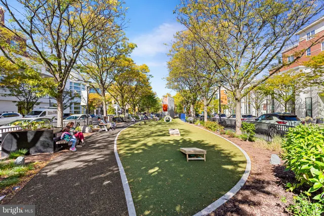 a front view of an building with street