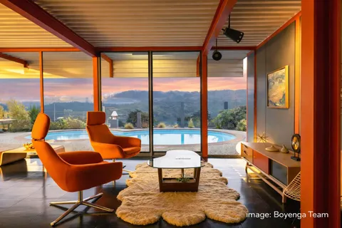 a living room filled with furniture and a potted plant