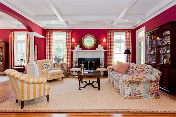 23 Slocum Road Lexington, MA 02421 - Photo 7 of 30 a living room with furniture a fireplace and large windows