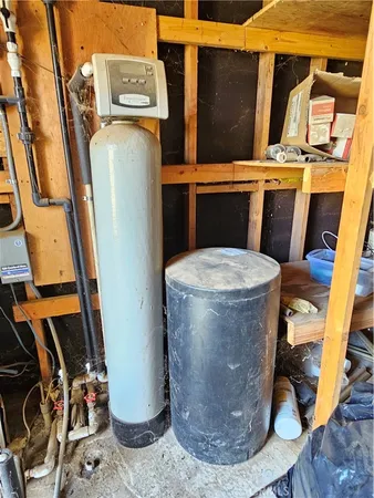 a view of a garden with a fountain