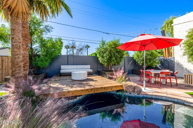 a view of outdoor space yard deck patio and outdoor kitchen
