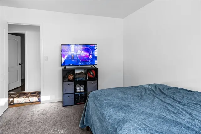 a view of a room with a window