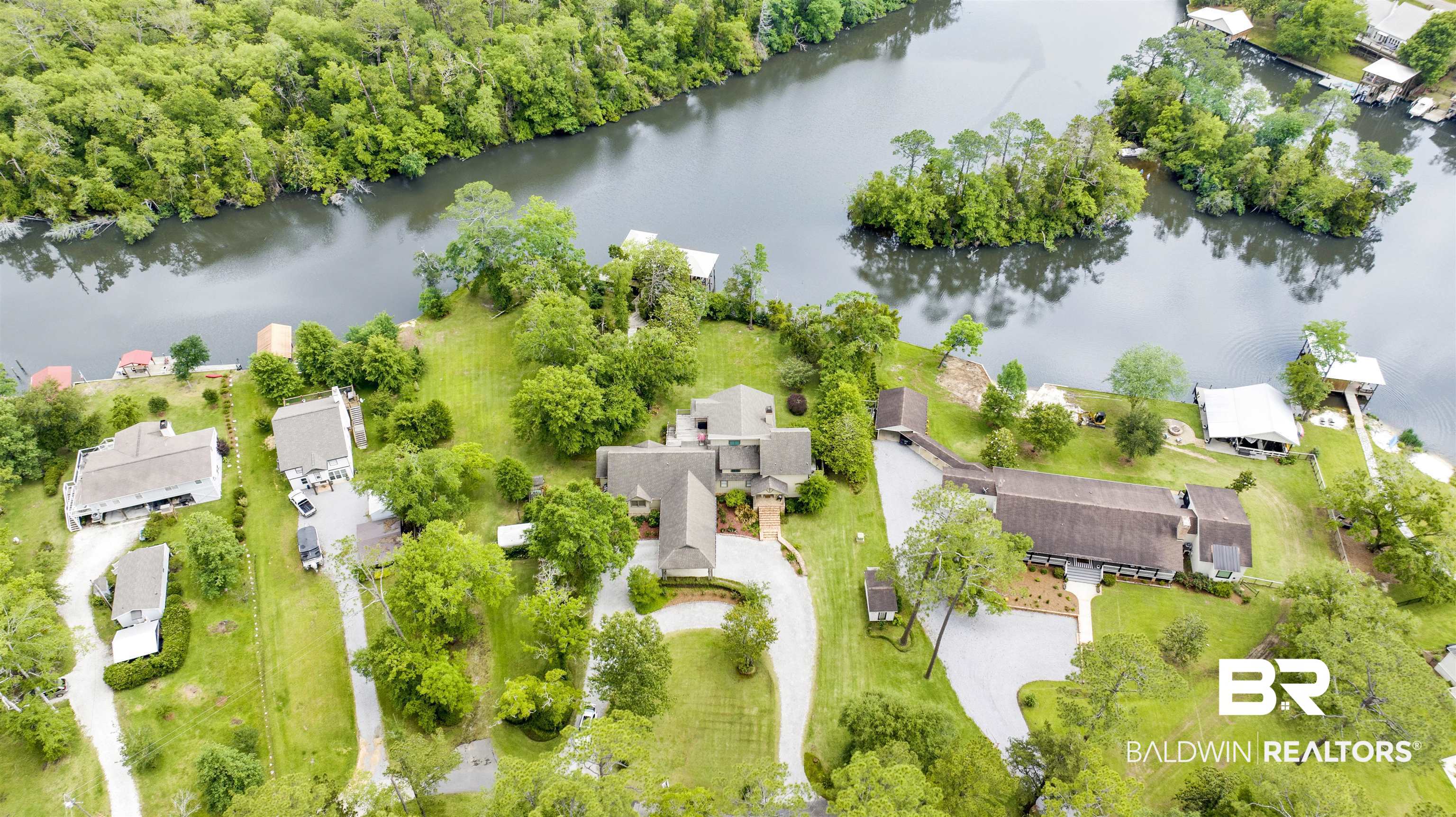 16864 Ferry Rd Circle Fairhope, AL 36532 - Photo 63 of 68 Aerial perspective of suburban area featuring a large body of water