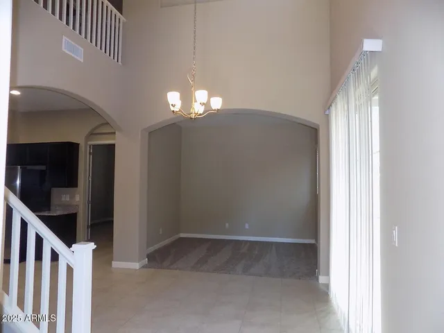 a view of livingroom with chandelier
