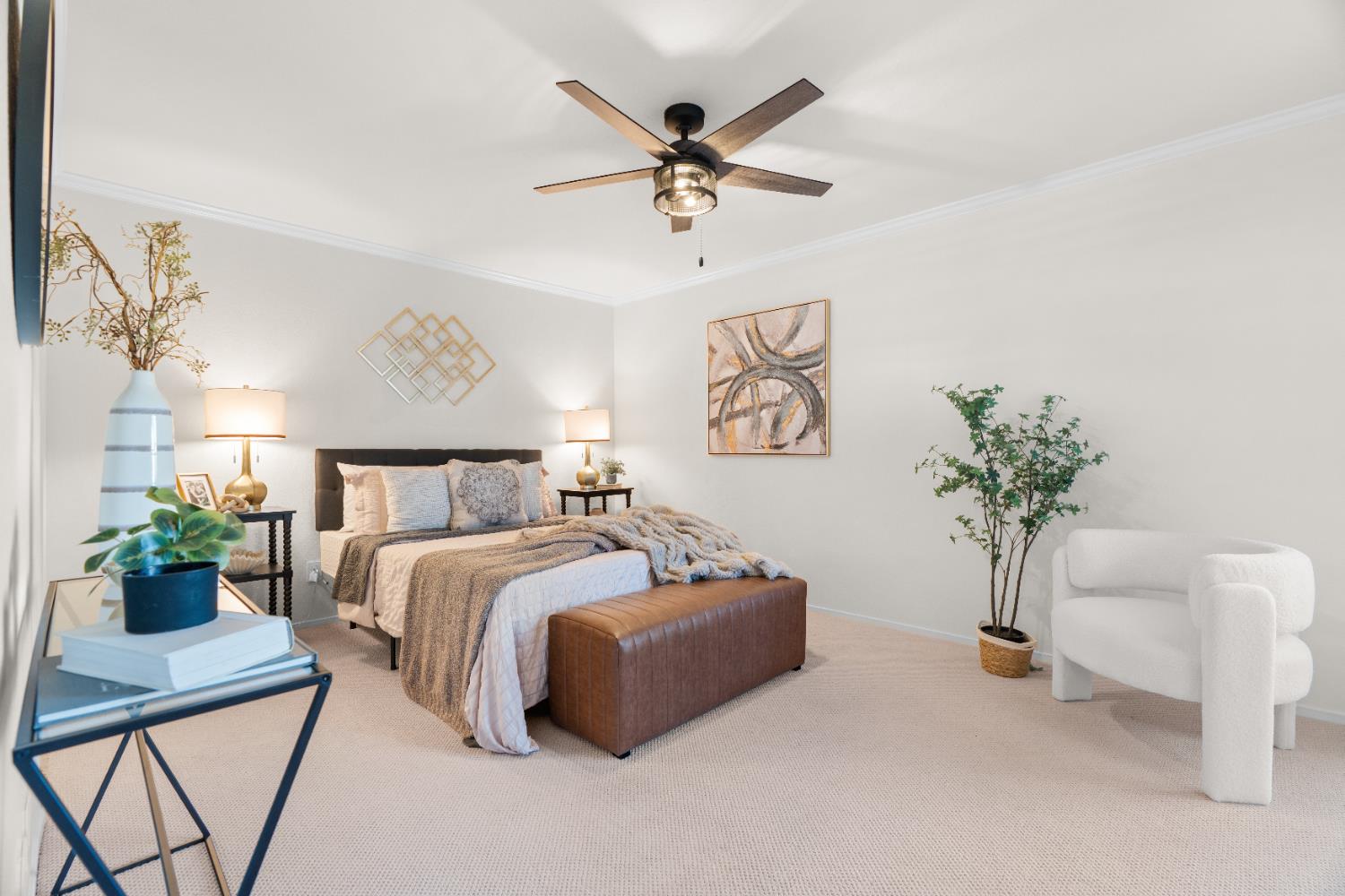 2401 Eilers Lane, Unit 105 Lodi, CA 95242 - Photo 10 of 23 a bed room with a bed and a potted plant