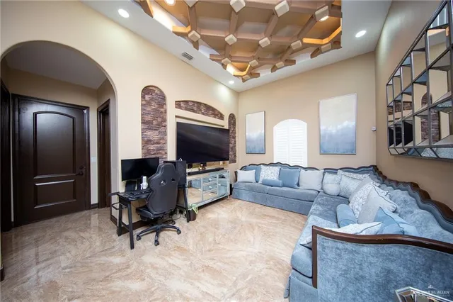 a view of kitchen with furniture and a window