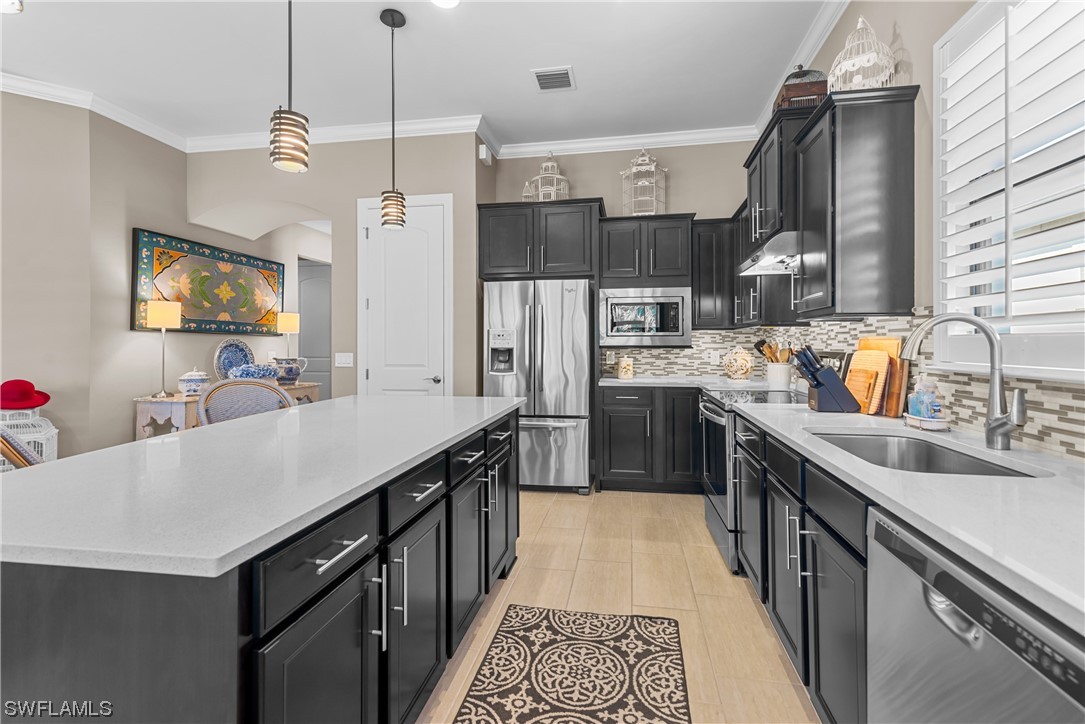 20198 Corkscrew Shores Boulevard Estero, FL 33928 - Photo 18 of 50 a kitchen with a sink stove and refrigerator