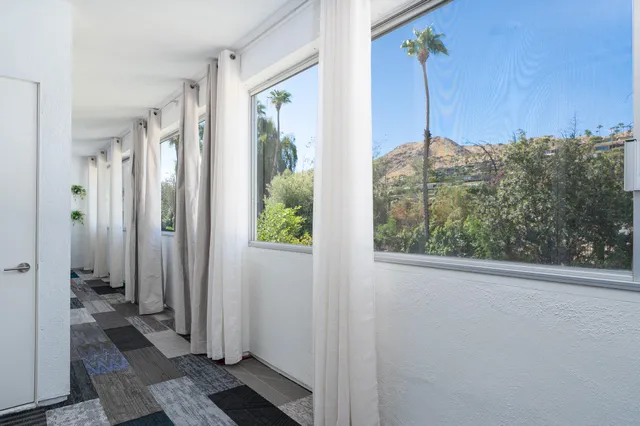 a view of a bathroom with a window