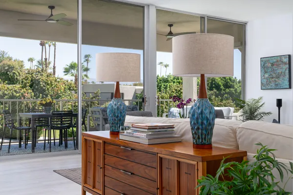 a outdoor view with a sitting space