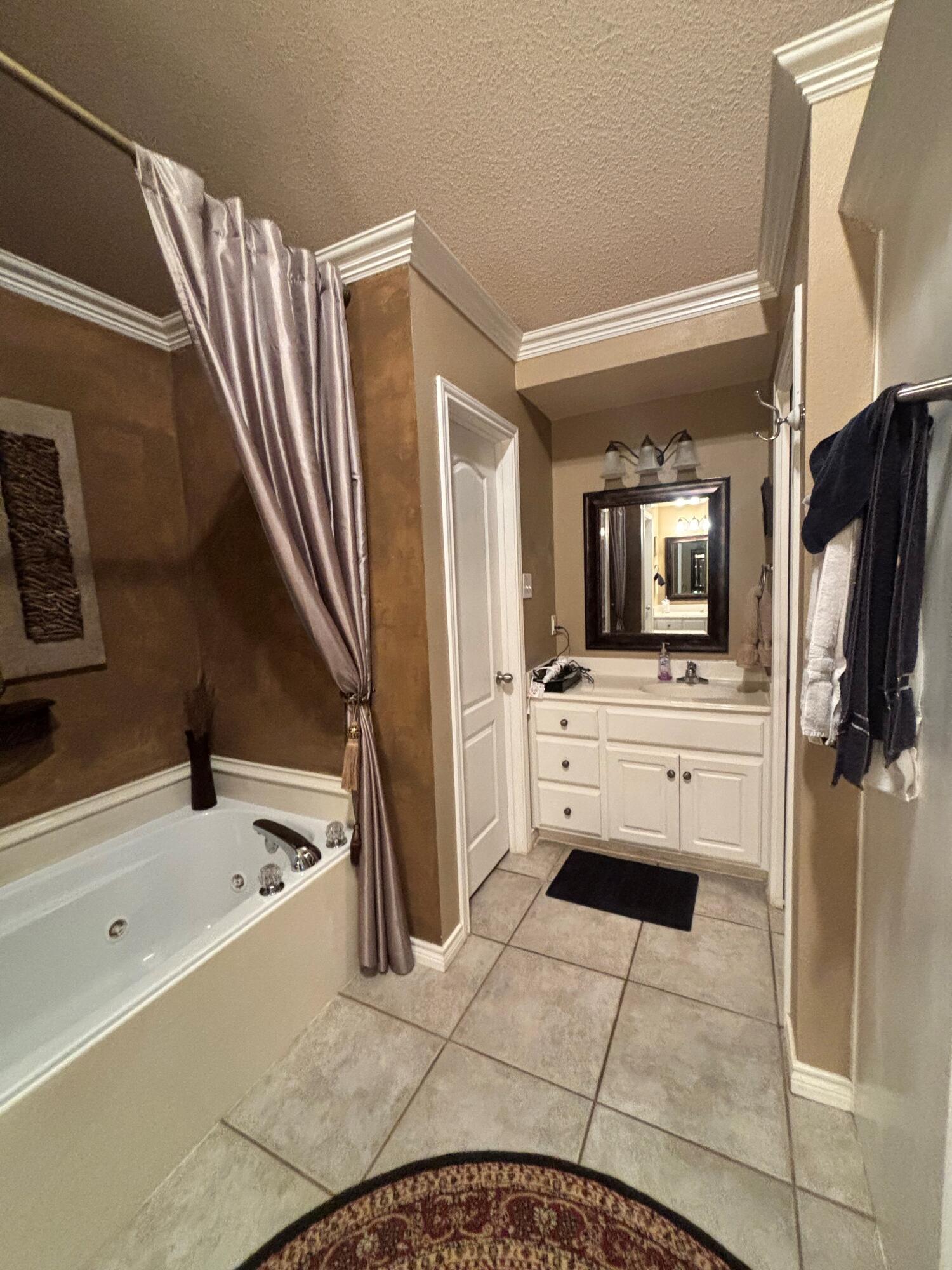 3713 106th Street Lubbock, TX 79423 - Photo 10 of 22 a bathroom with a tub sink and a mirror