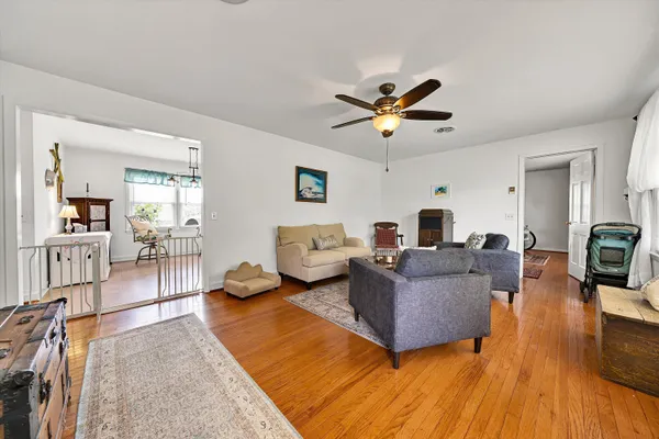 a living room with furniture